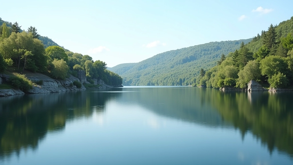 Jezero u Ratají s vodní hladinou